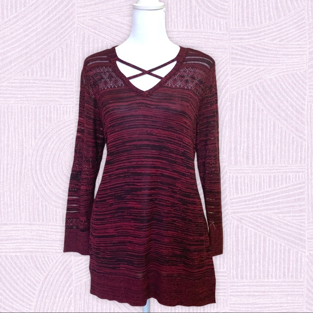 Christopher & Banks Burgundy Criss Cross Sweater S